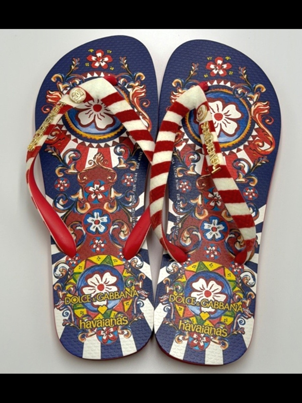 Dolce & Gabanna X Havaianas Caretto Siciliano Thong Sandals Size 10 - Picture 2 of 7